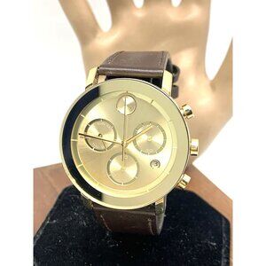 Movado Men's Watch 3600883 Bold Chronograph Swiss Quartz Gold Leather 42mm